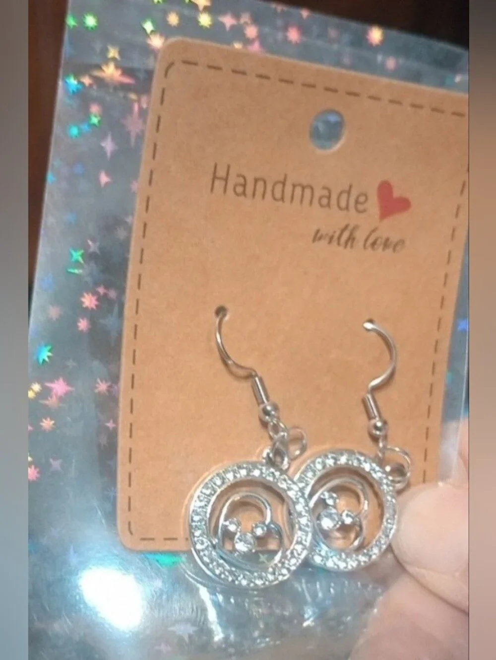 $8 Each Or 5/$20 Handmade Silver Mickey Inspired In A Heart, in A Circle Earring